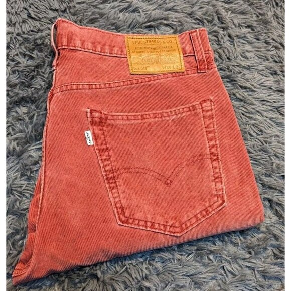 Levis 511 Corduroy Pants Size 36 x 32 Classic Salmon Pink Casual Nantucket EUC! - Picture 6 of 10